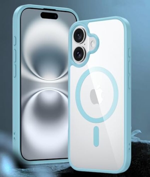 Capa para iPhone 16 Plus, compatível com MagSafe, proteção de grau militar à prova de choque, capa magnética transparente para celular, fina, antiarranhões, capa protetora para celular, azul-petróleo