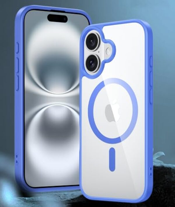 Capa para iPhone 16 Plus, compatível com MagSafe, proteção de grau militar à prova de choque, capa magnética transparente para celular antiamarelamento, fina, antiarranhões, capa protetora para