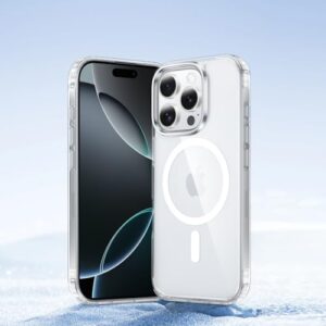 Capa para iPhone 16 Pro: Capa magnética forte antiamarelamento fina transparente | Proteção de nível militar e à prova de choque capa fina transparente (cristal transparente)