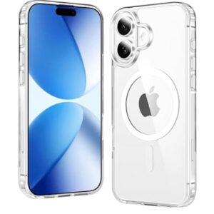 Capa para iPhone 17, capas magnéticas transparentes, proteção contra quedas, à prova de choque, carregamento sem fio, capa fina transparente