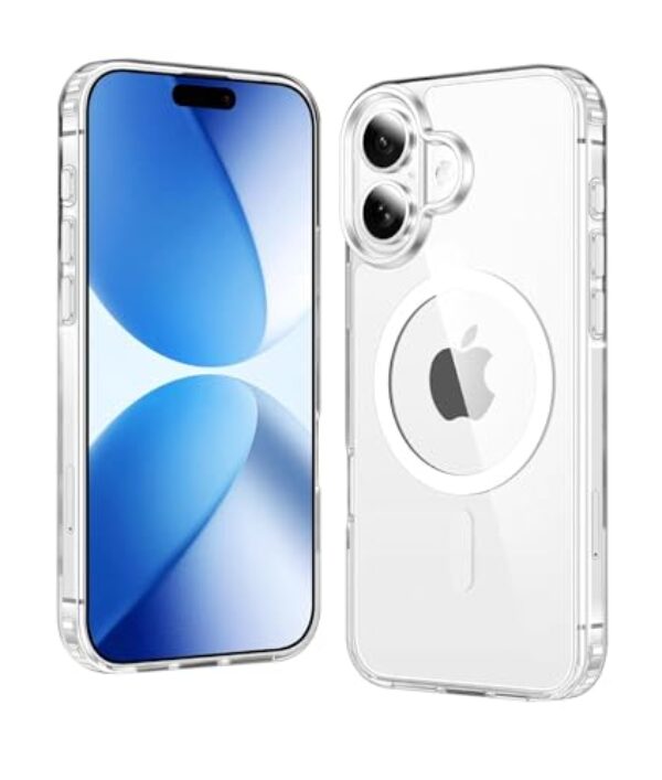 Capa para iPhone 17, capas magnéticas transparentes, proteção contra quedas, à prova de choque, carregamento sem fio, capa fina transparente