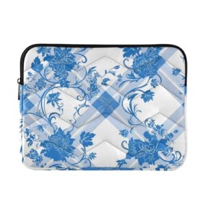 Capa para laptop 13 a 14 polegadas bolsa legal para computador azul e branco flores vintage tablet pasta bolsa de transporte para laptop computador