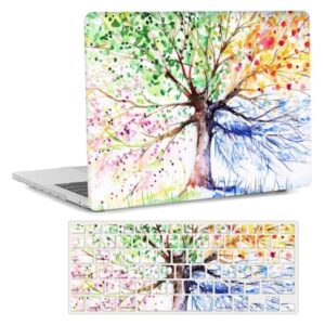 Capa para laptop compatível com MacBook Air 13 polegadas 2020 2019 2018 versão M1 A2337 A2179 A1932 com tela retina e Touch ID, capa rígida de plástico e capa de teclado, árvore colorida