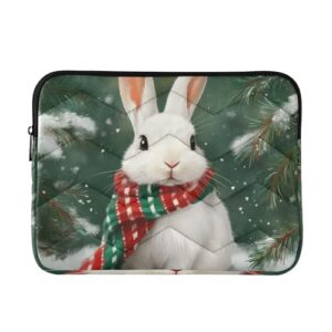 Capa para laptop de 13 a 14 polegadas concisa para laptop desenho fofo branco coelho de Natal bolsa de computador com zíper para viagem de trabalho capa para laptop