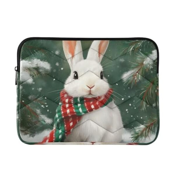 Capa para laptop de 13 a 14 polegadas concisa para laptop desenho fofo branco coelho de Natal bolsa de computador com zíper para viagem de trabalho capa para laptop