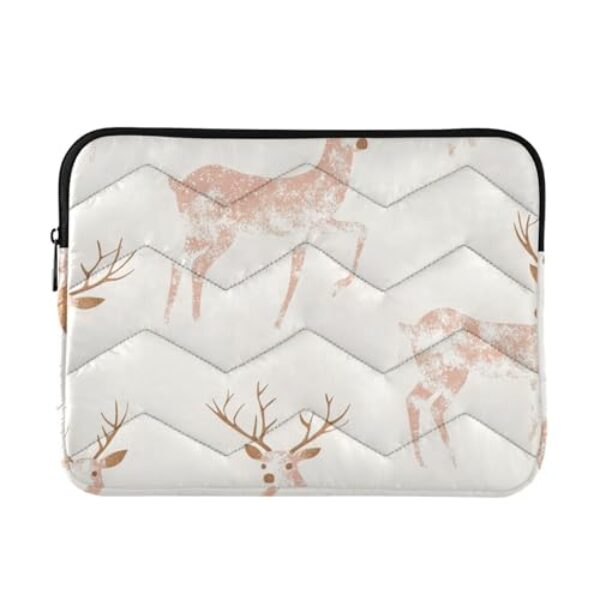 Capa para laptop de 13 a 14 polegadas de poliéster, bolsa para laptop, pasta, ouro rosa, Natal, veado, tablet, pasta, bolsa de transporte para laptop