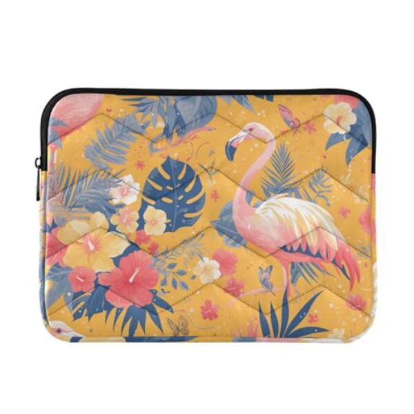 Capa para laptop de 13 a 14 polegadas elegante para laptops flamingos rosa flores amarelas bolsa de transporte de computador para laptop, latitude, laptop