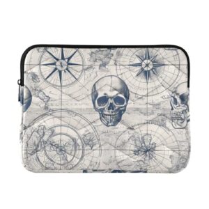 Capa para laptop de 13 a 14 polegadas leve para laptop Aventuras de caveira preta e branca bolsa de transporte de computador para homens e mulheres