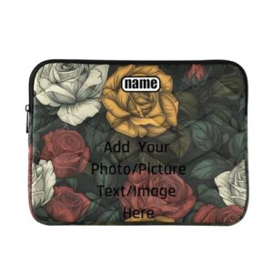 Capa para laptop de 13 a 14 polegadas, resistente à água, personalizável, capa para laptop, vermelha, amarela, branca, rosas, tablet, pasta, bolsa de transporte para trabalho e viagens