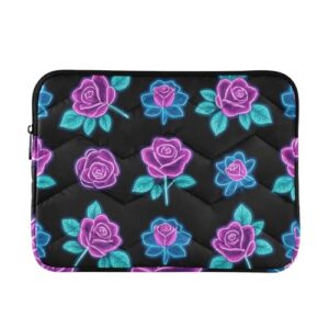 Capa para laptop leve de 13 a 14 polegadas bolsa de armazenamento para laptop vermelha e azul neon rosas fluorescentes bolsa para computador com zíper para trabalho, viagem, latitude, laptop
