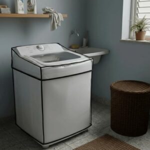 Capa Para Maquina De Lavar Roupa 12Kg 13Kg 14Kg 15Kg Brastemp Eletrolux Consul Midea Panasonic - Impermeável Material Super Resistente em Pvc Cristal Transparente Com Elástico Para Melhor Fixação