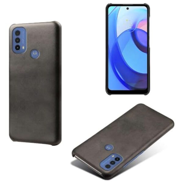 Capa para MOTO E20 E30 E40,Proteção contra quedas,Casca de volta de cor sólida simples,Design de couro de imitação de plástico-Black