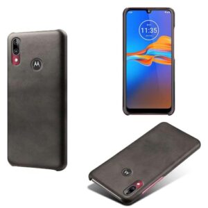 Capa para MOTO E6 Plus,Proteção contra quedas,Casca de volta de cor sólida simples,Design de couro de imitação de plástico-Black