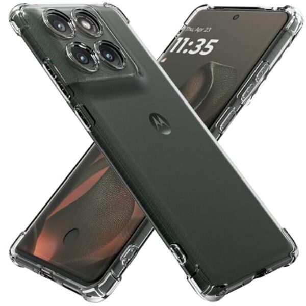 Capa para Moto Edge 2025, capa para Motorola Edge 2025, rosa, unissex, à prova de choque, flexível, TPU (poliuretano termoplástico), ajuste fino, transparente, transparente (transparente)