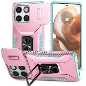 Capa para Moto Edge 2025, com capa de lente deslizante para câmera, protetor de tela HD, suporte giratório de 360°, capa protetora à prova de choque de grau militar AYMECL para Motorola Moto Edge 2025