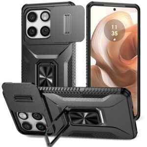 Capa para Moto Edge 2025, com capa de lente deslizante para câmera, protetor de tela HD, suporte giratório de 360°, capa protetora à prova de choque de grau militar AYMECL para Motorola Moto Edge 2025