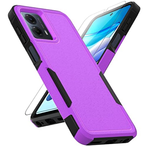 Capa para Moto G 5G 2023 / Moto G Power 5G 2023: Capa protetora de camada dupla para celular resistente à prova de choque resistente com protetor de tela - proteção militar - Motorola Moto G 5G 2023, roxo