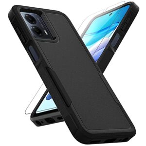 Capa para Moto G 5G 2023 / Moto G Power 5G 2023: Capa protetora de camada dupla para celular resistente à prova de choque resistente com protetor de tela - proteção militar - Motorola Moto G 5G 2023, preta