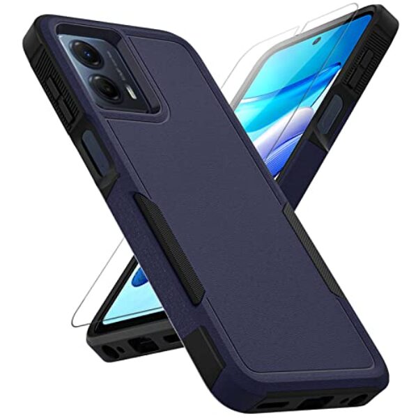 Capa para Moto G 5G 2023 / Moto G Power 5G 2023: Capa protetora de camada dupla para celular resistente à prova de choque resistente com protetor de tela - proteção militar - Motorola Moto G 5G 2023, azul
