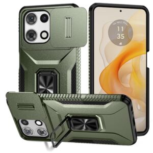 Capa para Moto G 5G 2025, com capa de lente de câmera deslizante, protetor de tela HD, suporte de anel giratório de 360°, capa protetora à prova de choque de grau militar AYMECL para Motorola Moto G