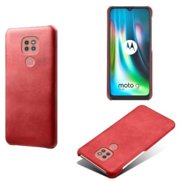 Capa para MOTO G9 Play,Proteção contra quedas,Casca de volta de cor sólida simples,Design de couro de imitação de plástico-Red