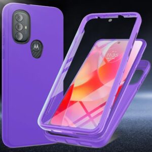 Capa para Moto G Play 2023 | Moto G Pure | Moto G Power 2022: Capa protetora de silicone à prova de choque com protetor de tela integrado - Capa protetora de TPU resistente de camada dupla fina à