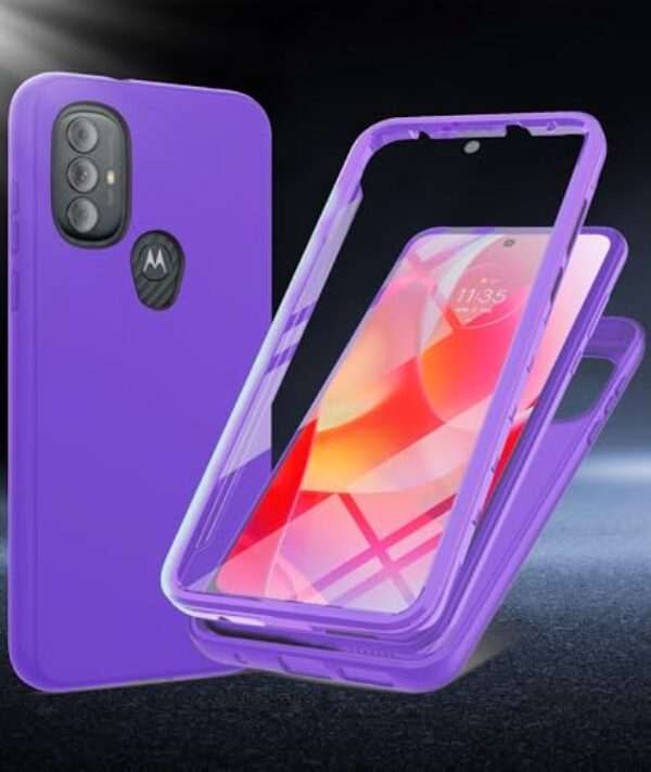 Capa para Moto G Play 2023 | Moto G Pure | Moto G Power 2022: Capa protetora de silicone à prova de choque com protetor de tela integrado - Capa protetora de TPU resistente de camada dupla fina à