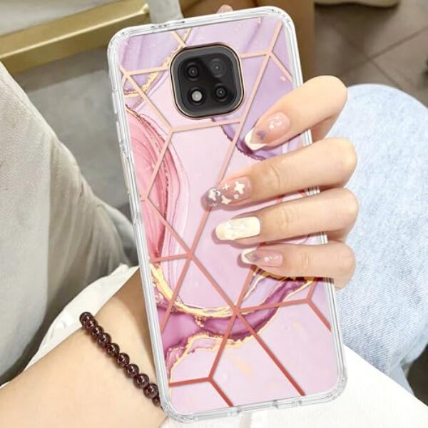 Capa para Moto G Power, capa para Moto G Power 2021, capa protetora protetora à prova de arranhões à prova de choque e design de mármore híbrido de policarbonato rígido de policarbonato macio TPU