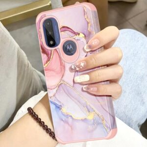 Capa para Moto G Pure, Moto G Play 2023, capas para Moto G Power 2022 capa protetora de silicone macio de policarbonato rígido antiarranhões à prova de choque para Motorola Moto G Pure 2021