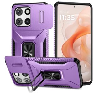 Capa para Moto G Stylus 2025, com capa de lente de câmera deslizante, protetor de tela HD, suporte giratório de 360°, capa protetora à prova de choque de grau militar AYMECL para Motorola G Stylus 5G