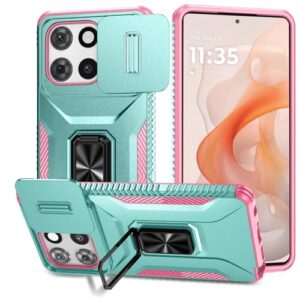 Capa para Moto G Stylus 2025, com capa de lente de câmera deslizante, protetor de tela HD, suporte giratório de 360°, capa protetora à prova de choque de grau militar AYMECL para Motorola G Stylus 5G