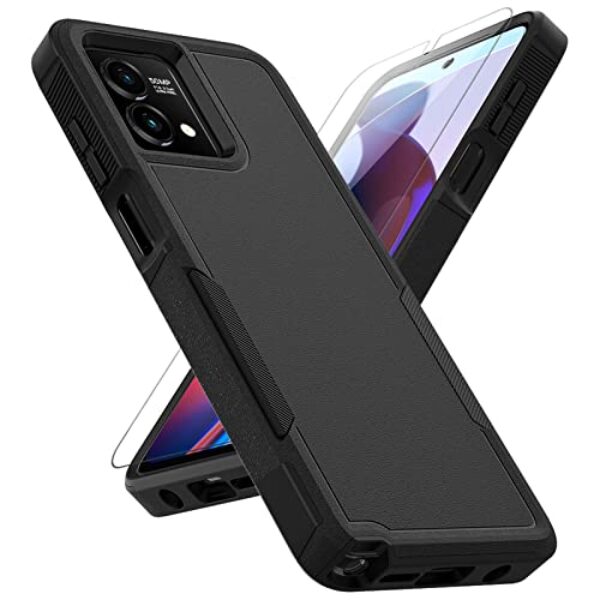 Capa para Moto G Stylus 5G 2023: Capa protetora de camada dupla para celular resistente à prova de choque resistente com protetor de tela - proteção militar resistente - Motorola Moto G Stylus 5G 2023, preta