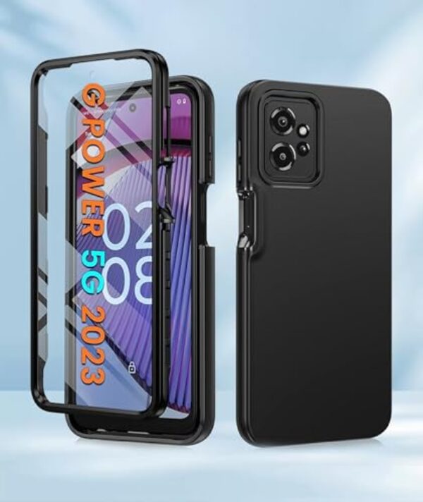 Capa para Motorola Moto G-Power-5G 2023: Capa protetora de silicone à prova de choque para celular Moto G 5G 2023 com protetor de tela integrado - Capa de proteção TPU resistente e resistente à queda