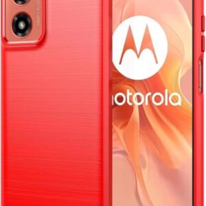 Capa Para Motorola Moto G04, G04s, G24 e G24 Power (Tela 6.56) Carbon Fiber Leve Fina Maleável (Vermelho)
