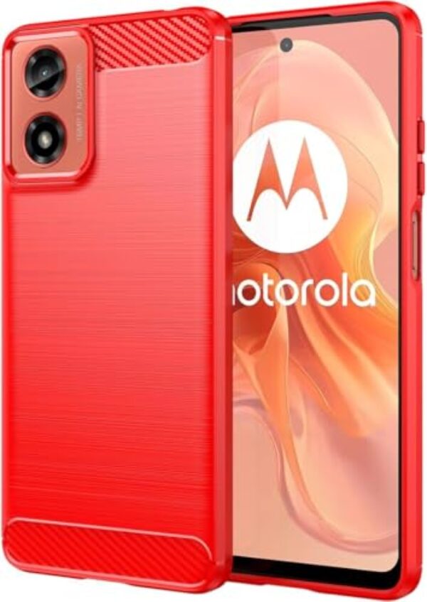 Capa Para Motorola Moto G04, G04s, G24 e G24 Power (Tela 6.56) Carbon Fiber Leve Fina Maleável (Vermelho)