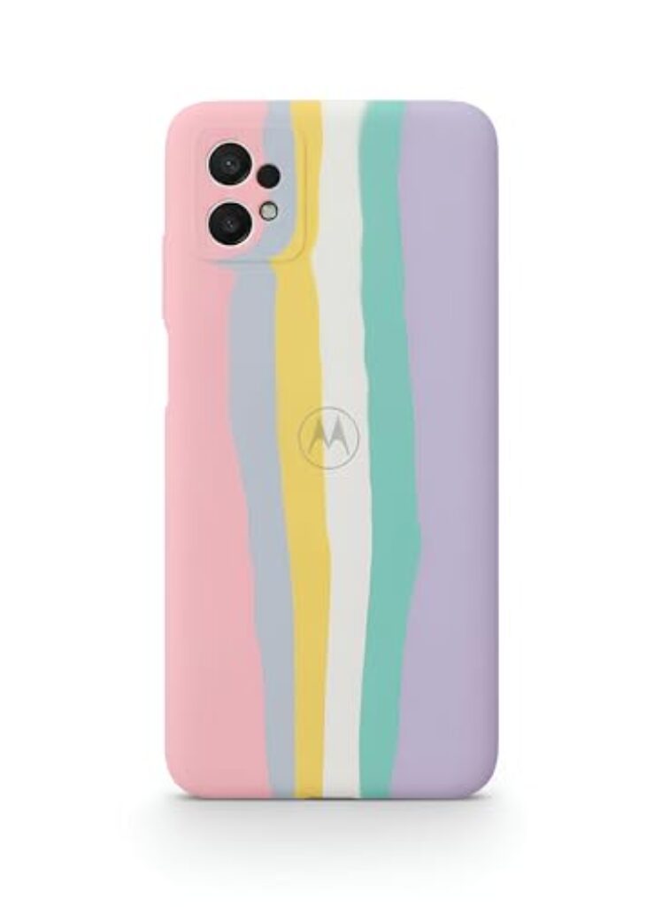 Capa para Motorola Moto G32 com Listras Coloridas, Design Pastel, Rosa, Amarelo, Verde e Lilás, Proteção Total