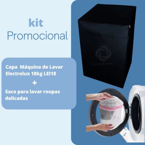 CAPA PARA MÁQUINA DE LAVAR ELECTROLUX 18KG LEI18 IMPERMEÁVEL + SACO DE LAVAR ROUPA