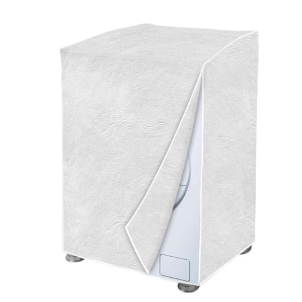Capa para Máquina de Lavar, Kit com 2 Unidades, Flanelada Branca Perolizada, PVC e Poliéster, Tamanho GG, 60x84x60cm, Resistente à Água