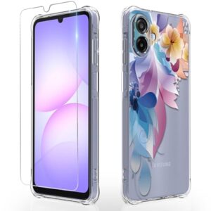 Capa para Samsung Galaxy-A07: Capa para celular de borracha TPU flexível com protetor de tela para Samsung Galaxy A07 (pintura colorida)