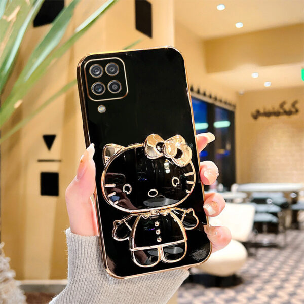 Capa Para Samsung Galaxy A12 M12 F12 A22 M22 F22 M32 M33 M53 4G 5G A22 A42 M42 5G A12 Nacho A12S Fofa 3D Gatinho Espelho Suporte Silicone Anti-Queda Protetora