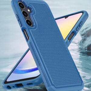 Capa para Samsung Galaxy A25 5G de camada dupla protetora leve com traseira texturizada antiderrapante capa de celular militar - Capa protetora protetora fina e resistente à prova de choque (azul)