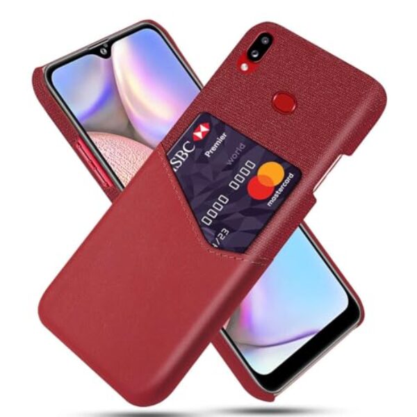 Capa para Samsung Galaxy M10s,Tela e tampa de couro PU,Anti-deslizante,Resistência à impressão digital,Caso de proteção de 360°com 1 slot de cartão atrás-Red