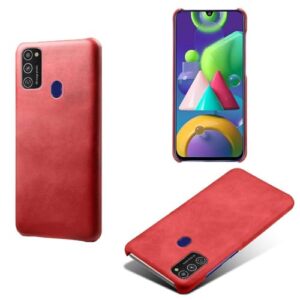 Capa para Samsung Galaxy M30S,Proteção contra quedas,Casca de volta de cor sólida simples,Design de couro de imitação de plástico-Red