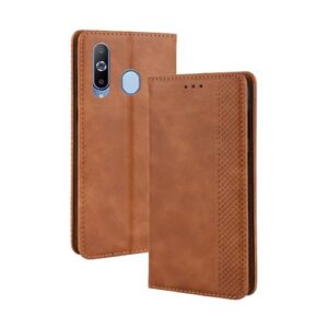 Capa para Samsung Galaxy M40,Retro Flip magnético,Caso de telefone de couro PU,Design de carteira com 3 slots de cartão e 1 clipe de dinheiro -Brown