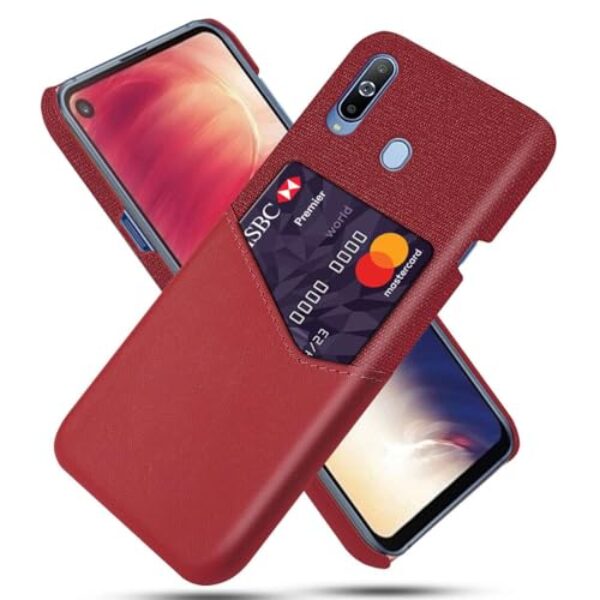 Capa para Samsung Galaxy M40,Tela e tampa de couro PU,Anti-deslizante,Resistência à impressão digital,Caso de proteção de 360°com 1 slot de cartão atrás-Red