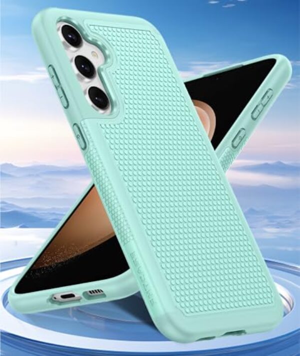 Capa para Samsung Galaxy S23 FE de camada dupla protetora leve com traseira texturizada antiderrapante capa de celular militar - Capa protetora protetora resistente e durável à prova de choque (verde)