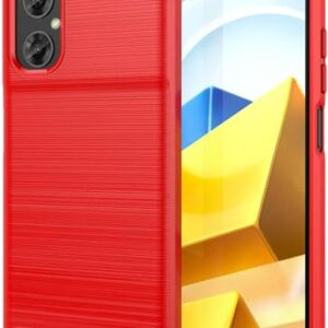 Capa Para Xiaomi Mi Poco M4 5G e Mi Poco M5 4G (Tela 6.58) Carbon Fiber Leve Fina Maleável (Vermelho)