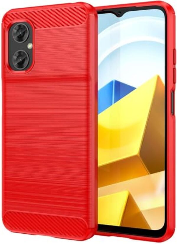 Capa Para Xiaomi Mi Poco M4 5G e Mi Poco M5 4G (Tela 6.58) Carbon Fiber Leve Fina Maleável (Vermelho)
