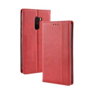 Capa para XIAOMI Mi Pocophone F1,Retro Flip magnético,Caso de telefone de couro PU,Design de carteira com 3 slots de cartão e 1 clipe de dinheiro -Red