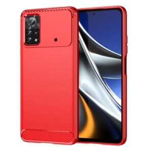 Capa Para Xiaomi Mi Poco X4 Pro 5G (Tela 6.67) Carbon Fiber Leve Fina Maleável (Vermelho)